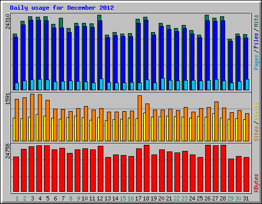 Daily usage for December 2012