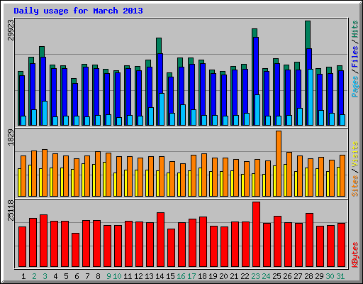 Daily usage for March 2013