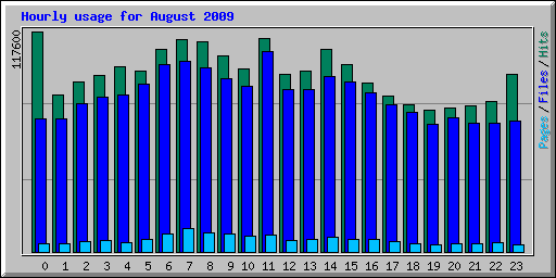 Hourly usage for August 2009