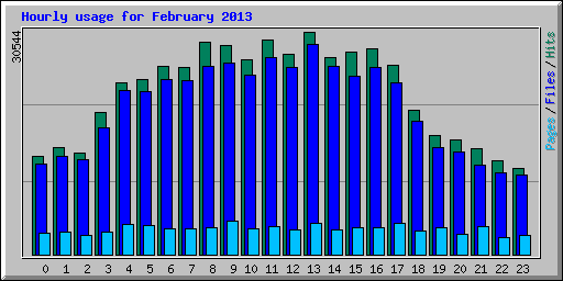 Hourly usage for February 2013